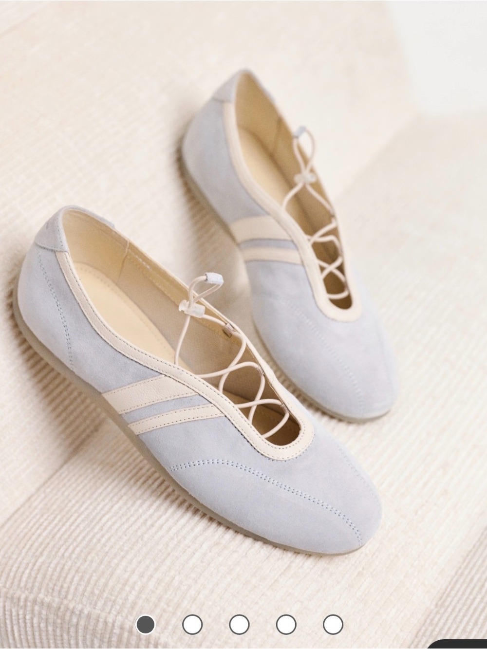 Vagabond Pale Blue and Cream Lace-Up Ballet Flats
